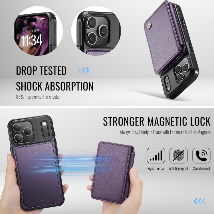 For iPhone 17 Pro JEEHOOD J05 Business Magnetic Style RFID Leather Phone Case