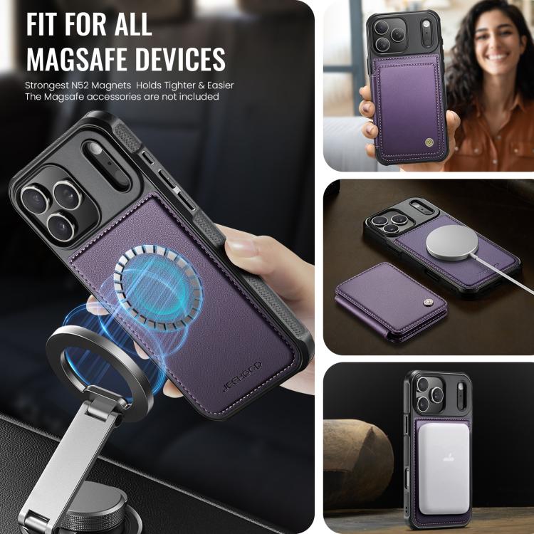 For iPhone 17 Pro JEEHOOD J05 Business Magnetic Style RFID Leather Phone Case