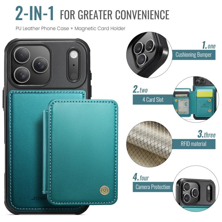 For iPhone 17 Pro JEEHOOD J05 Business Magnetic Style RFID Leather Phone Case