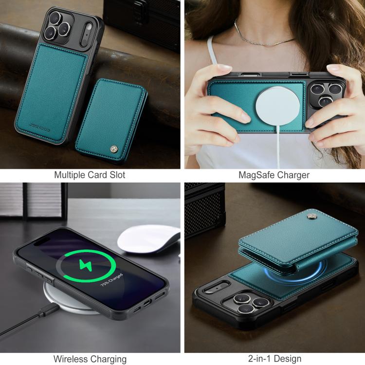 For iPhone 17 Pro JEEHOOD J05 Business Magnetic Style RFID Leather Phone Case