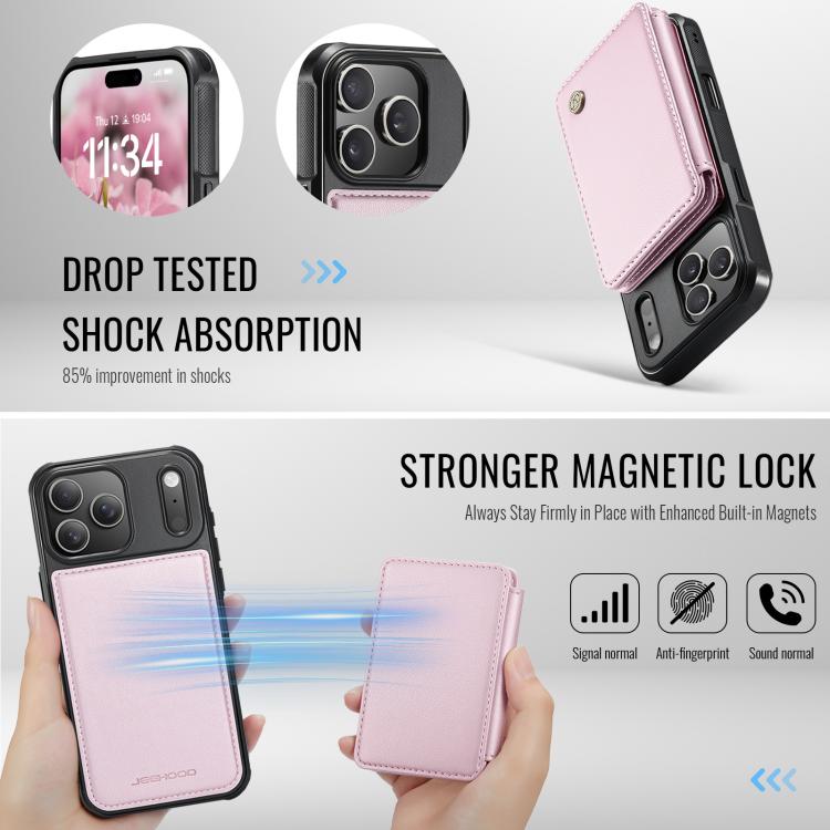 For iPhone 17 Pro JEEHOOD J05 Business Magnetic Style RFID Leather Phone Case