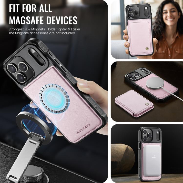 For iPhone 17 Pro JEEHOOD J05 Business Magnetic Style RFID Leather Phone Case