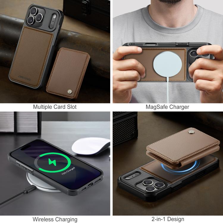 For iPhone 17 Pro JEEHOOD J05 Business Magnetic Style RFID Leather Phone Case