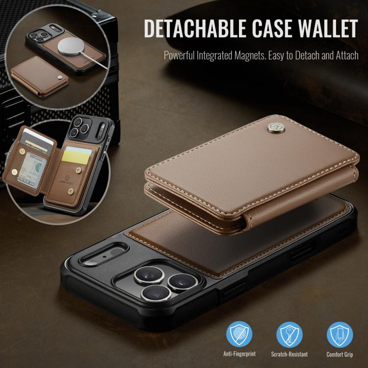 For iPhone 17 Pro JEEHOOD J05 Business Magnetic Style RFID Leather Phone Case