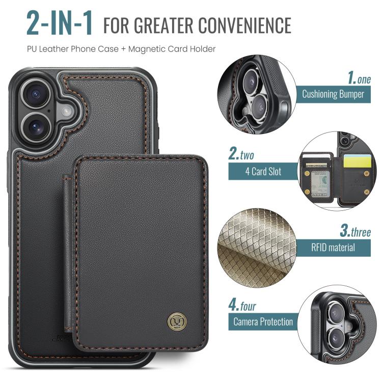 For iPhone 17 JEEHOOD J05 Business Magnetic Style RFID Leather Phone Case