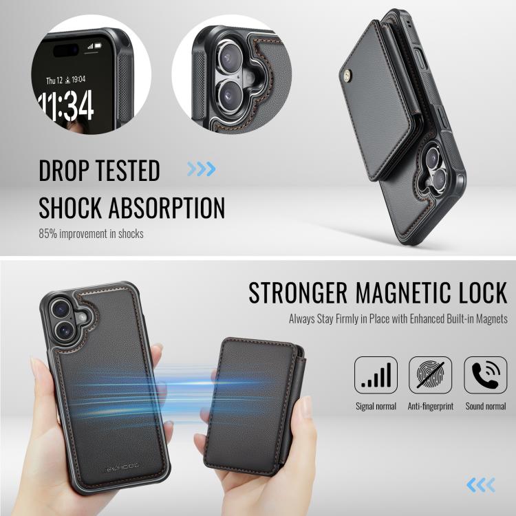 For iPhone 17 JEEHOOD J05 Business Magnetic Style RFID Leather Phone Case