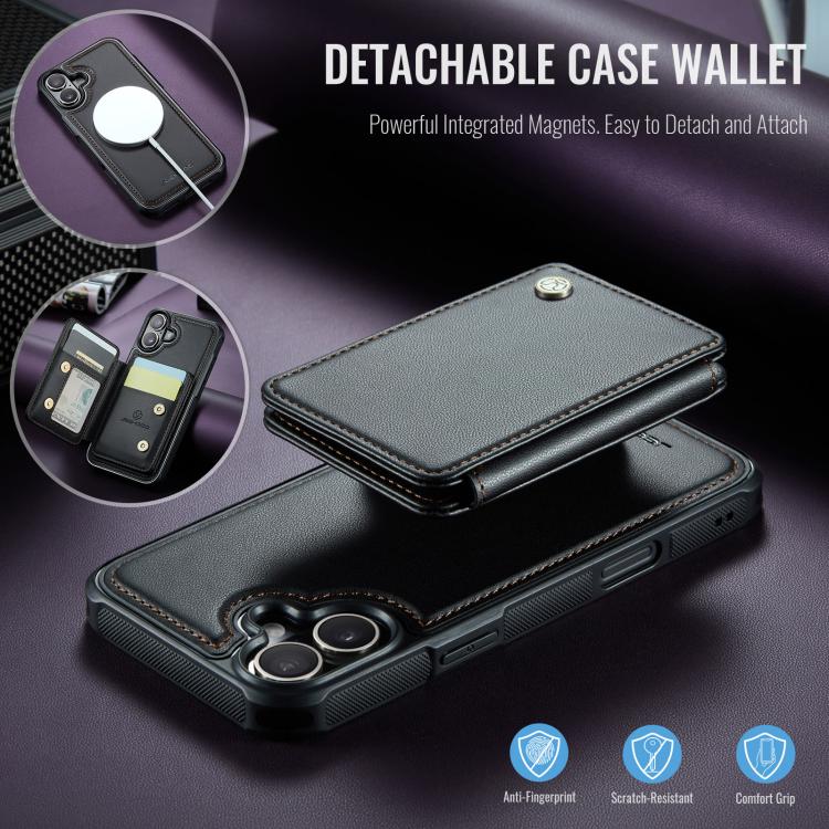 For iPhone 17 JEEHOOD J05 Business Magnetic Style RFID Leather Phone Case