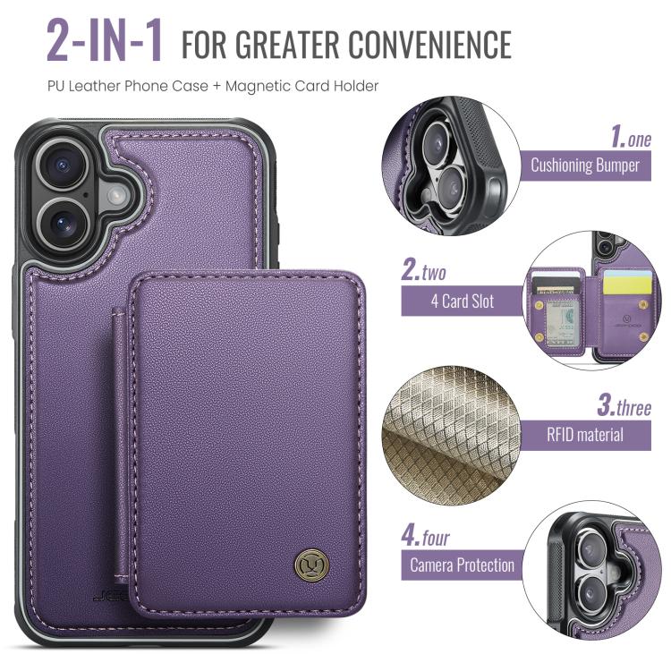 For iPhone 17 JEEHOOD J05 Business Magnetic Style RFID Leather Phone Case