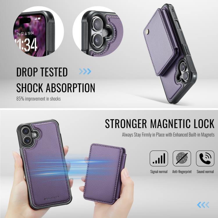 For iPhone 17 JEEHOOD J05 Business Magnetic Style RFID Leather Phone Case