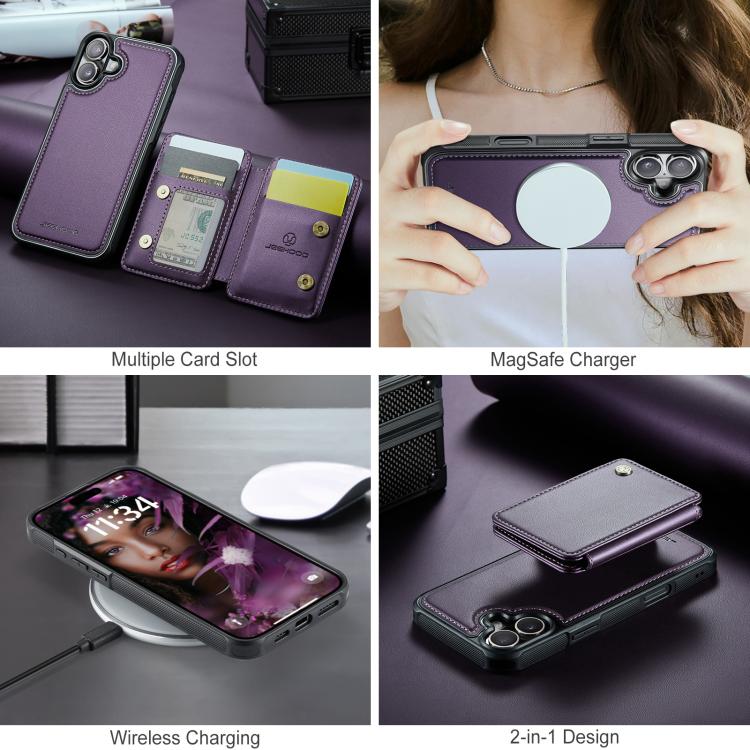 For iPhone 17 JEEHOOD J05 Business Magnetic Style RFID Leather Phone Case