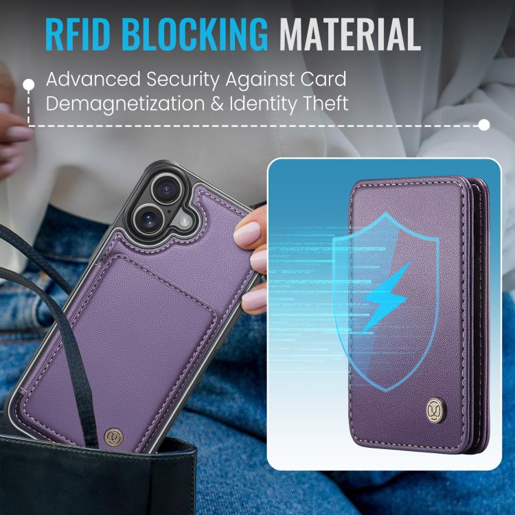 For iPhone 17 JEEHOOD J05 Business Magnetic Style RFID Leather Phone Case