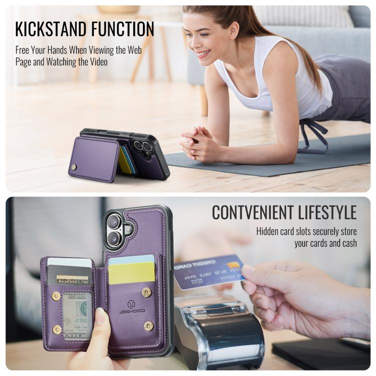 For iPhone 17 JEEHOOD J05 Business Magnetic Style RFID Leather Phone Case