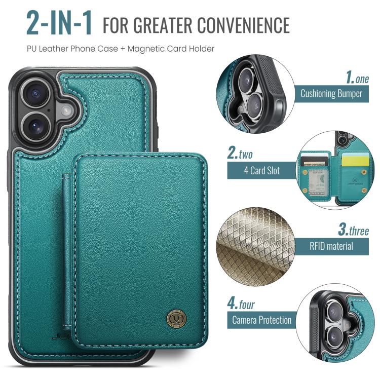 For iPhone 17 JEEHOOD J05 Business Magnetic Style RFID Leather Phone Case