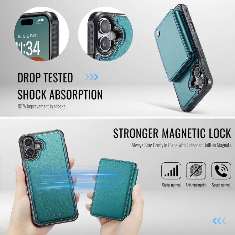 For iPhone 17 JEEHOOD J05 Business Magnetic Style RFID Leather Phone Case
