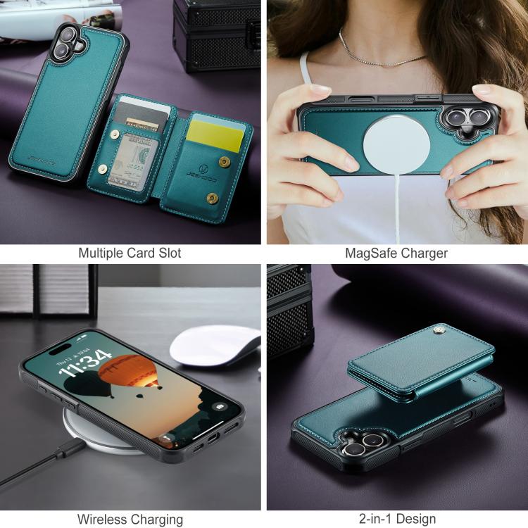 For iPhone 17 JEEHOOD J05 Business Magnetic Style RFID Leather Phone Case