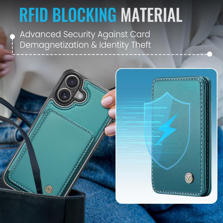 For iPhone 17 JEEHOOD J05 Business Magnetic Style RFID Leather Phone Case