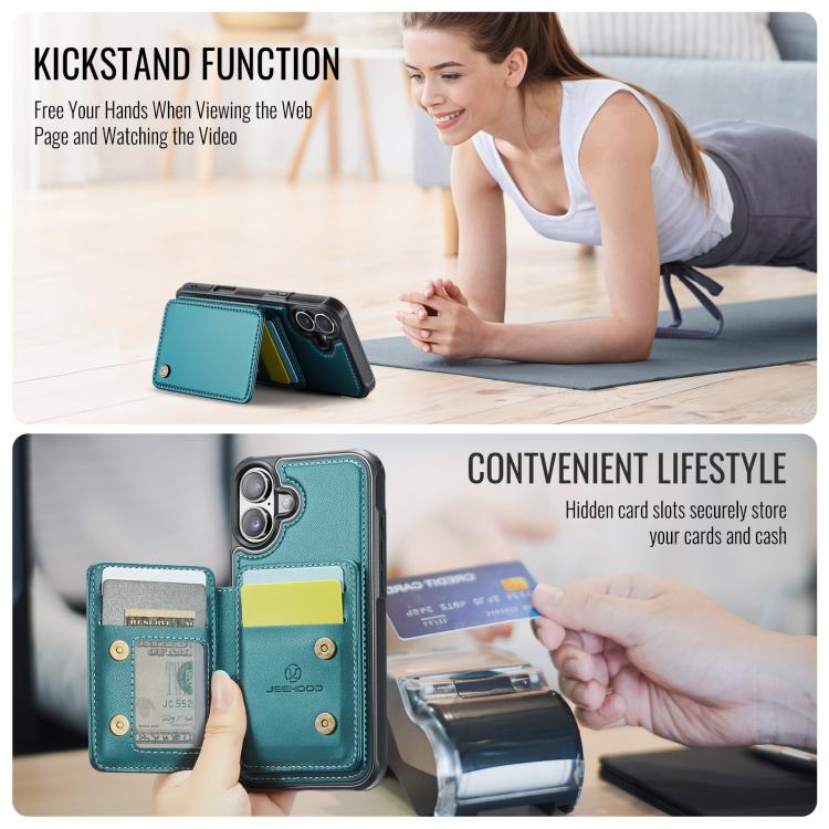 For iPhone 17 JEEHOOD J05 Business Magnetic Style RFID Leather Phone Case