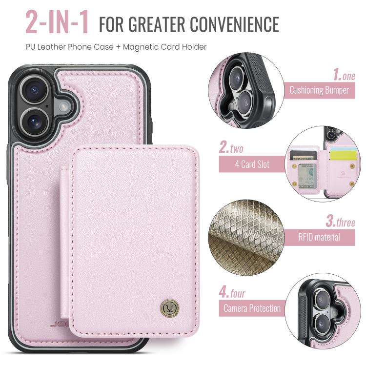 For iPhone 17 JEEHOOD J05 Business Magnetic Style RFID Leather Phone Case