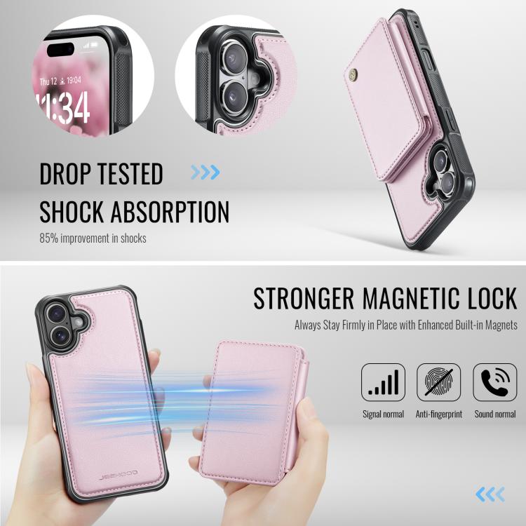 For iPhone 17 JEEHOOD J05 Business Magnetic Style RFID Leather Phone Case