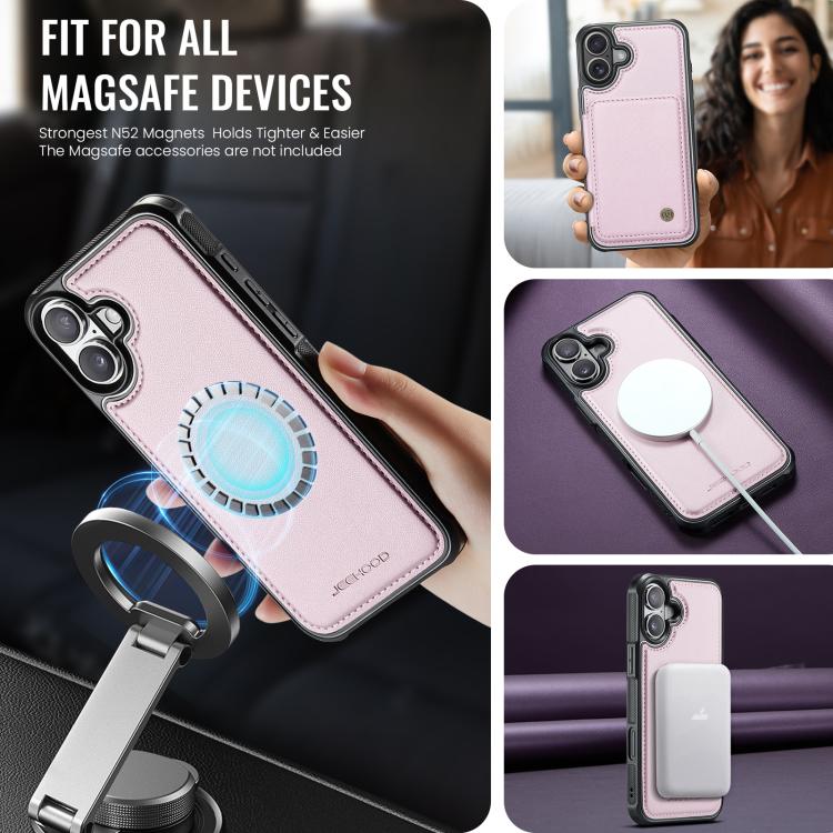 For iPhone 17 JEEHOOD J05 Business Magnetic Style RFID Leather Phone Case