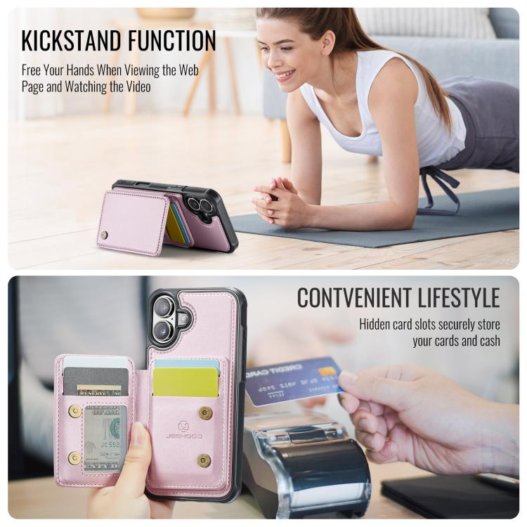 For iPhone 17 JEEHOOD J05 Business Magnetic Style RFID Leather Phone Case