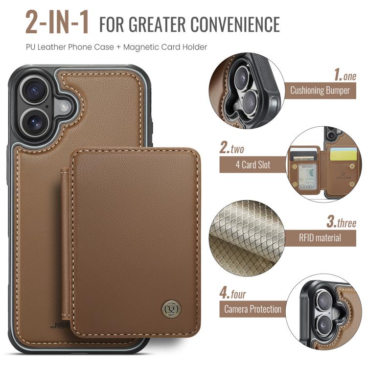 For iPhone 17 JEEHOOD J05 Business Magnetic Style RFID Leather Phone Case