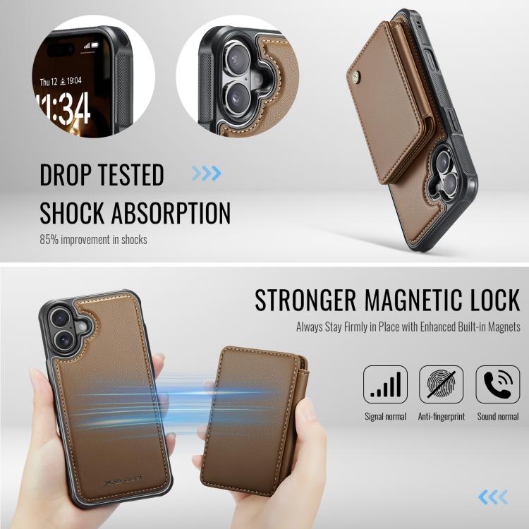 For iPhone 17 JEEHOOD J05 Business Magnetic Style RFID Leather Phone Case
