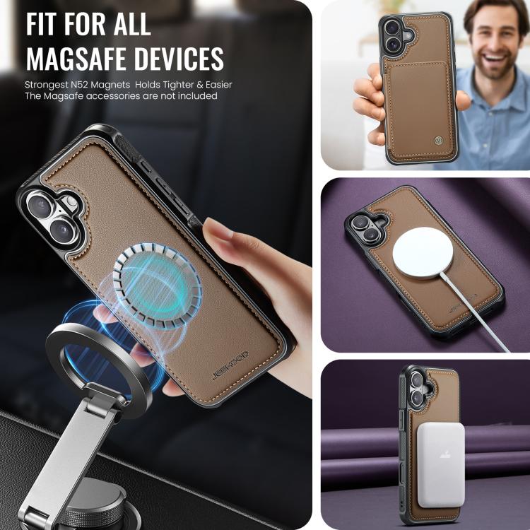 For iPhone 17 JEEHOOD J05 Business Magnetic Style RFID Leather Phone Case