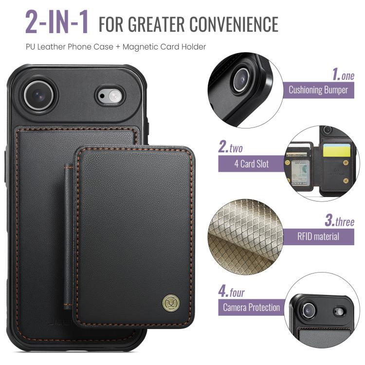 For iPhone Air JEEHOOD J05 Business Magnetic Style RFID Leather Phone Case