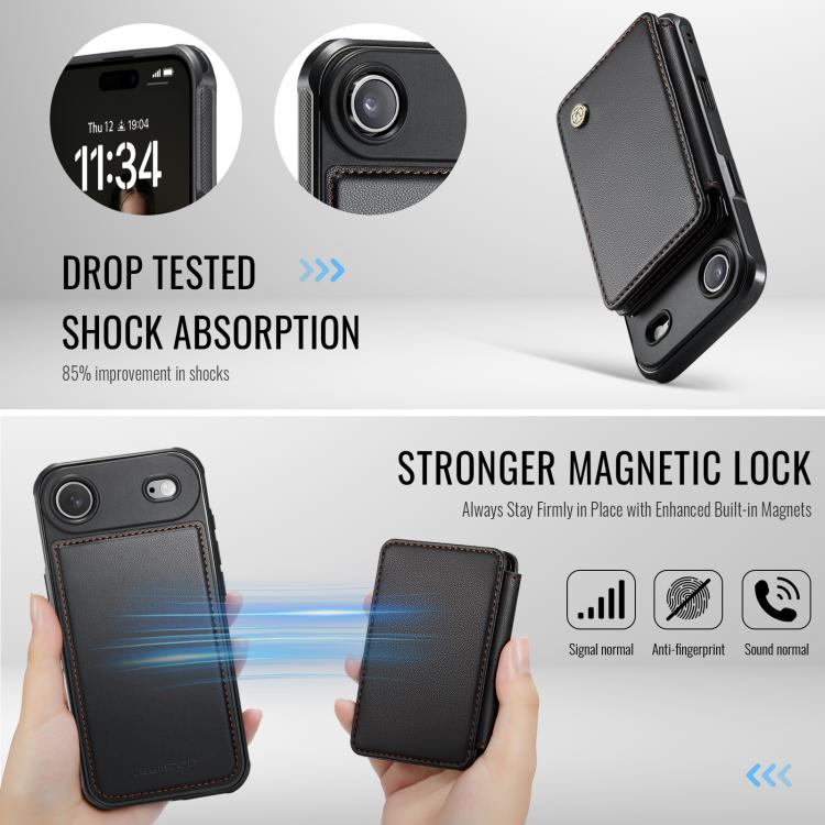 For iPhone Air JEEHOOD J05 Business Magnetic Style RFID Leather Phone Case