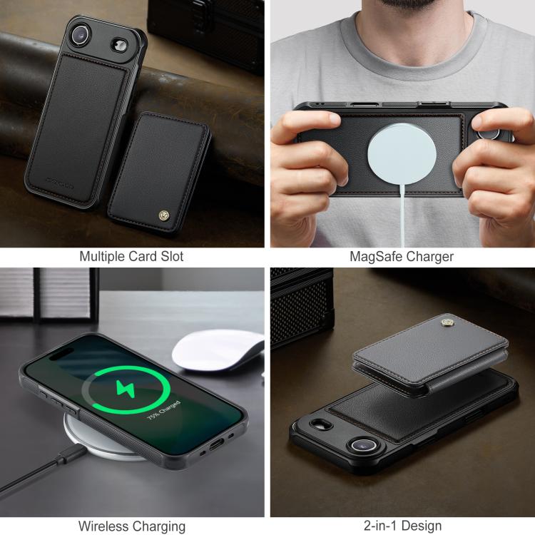 For iPhone Air JEEHOOD J05 Business Magnetic Style RFID Leather Phone Case