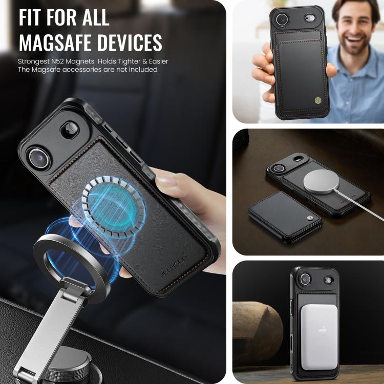 For iPhone Air JEEHOOD J05 Business Magnetic Style RFID Leather Phone Case