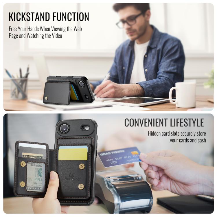 For iPhone Air JEEHOOD J05 Business Magnetic Style RFID Leather Phone Case