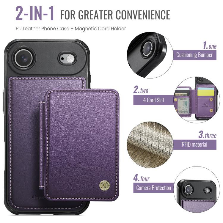 For iPhone Air JEEHOOD J05 Business Magnetic Style RFID Leather Phone Case