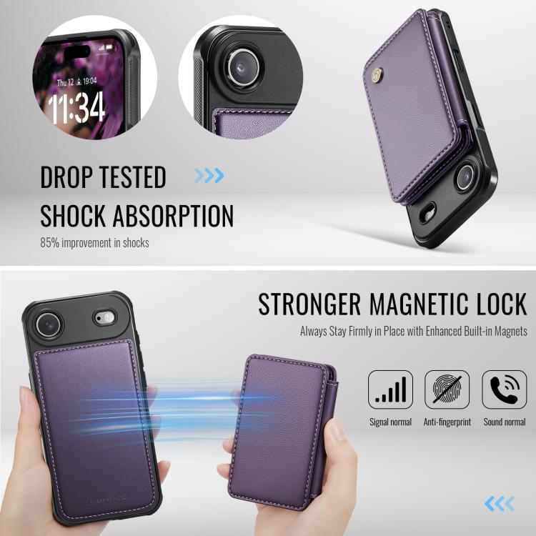 For iPhone Air JEEHOOD J05 Business Magnetic Style RFID Leather Phone Case