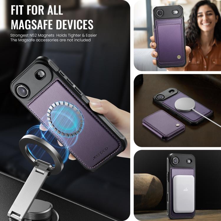 For iPhone Air JEEHOOD J05 Business Magnetic Style RFID Leather Phone Case