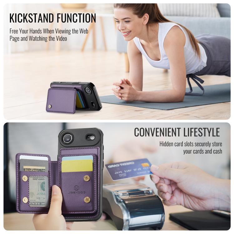 For iPhone Air JEEHOOD J05 Business Magnetic Style RFID Leather Phone Case