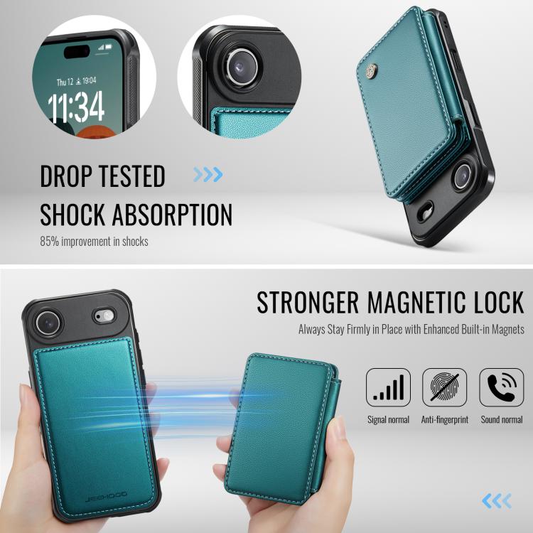 For iPhone Air JEEHOOD J05 Business Magnetic Style RFID Leather Phone Case