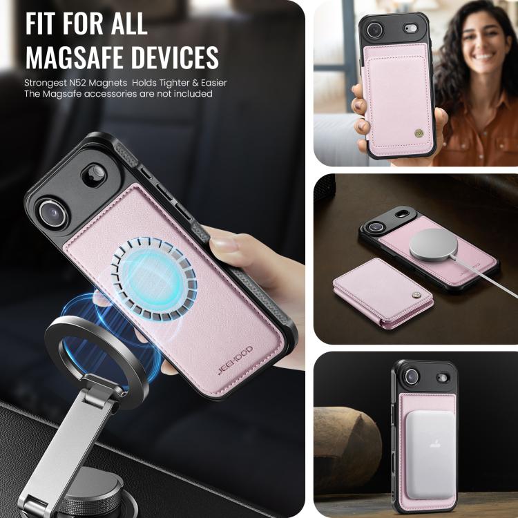 For iPhone Air JEEHOOD J05 Business Magnetic Style RFID Leather Phone Case