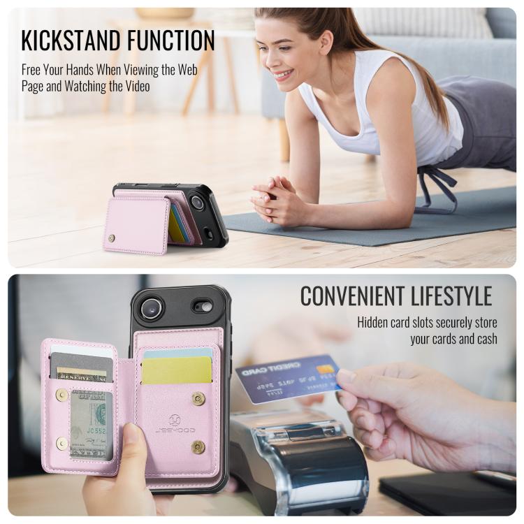 For iPhone Air JEEHOOD J05 Business Magnetic Style RFID Leather Phone Case
