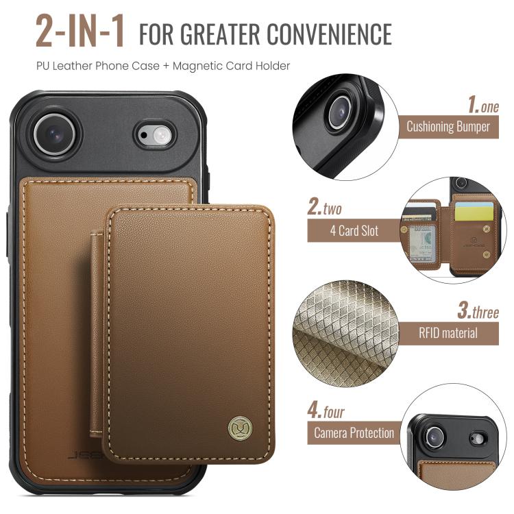 For iPhone Air JEEHOOD J05 Business Magnetic Style RFID Leather Phone Case