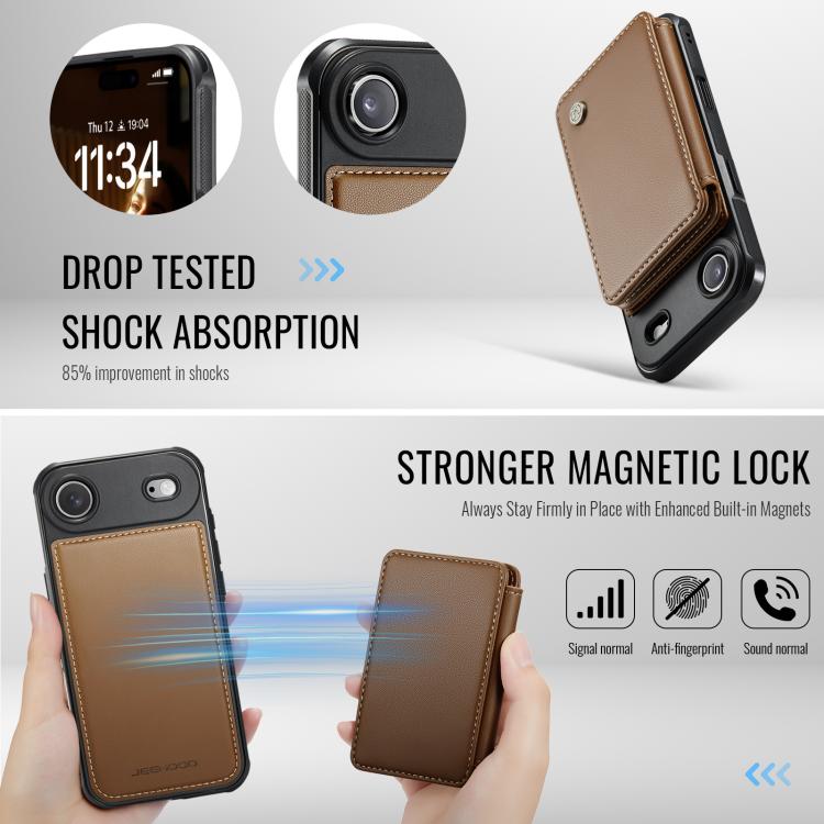 For iPhone Air JEEHOOD J05 Business Magnetic Style RFID Leather Phone Case