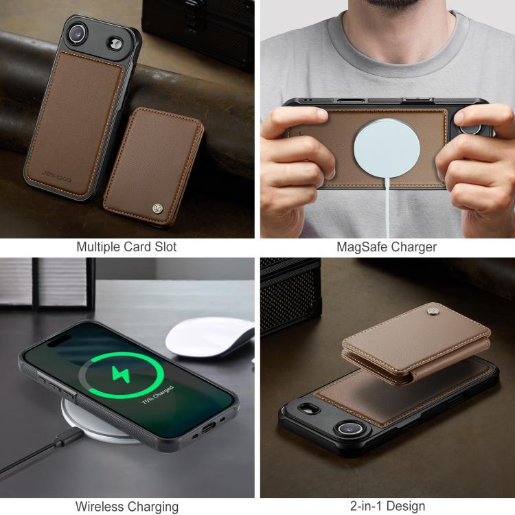 For iPhone Air JEEHOOD J05 Business Magnetic Style RFID Leather Phone Case