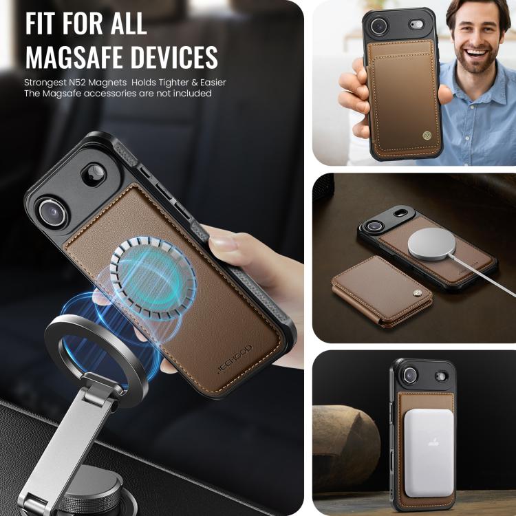 For iPhone Air JEEHOOD J05 Business Magnetic Style RFID Leather Phone Case