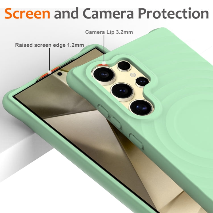 For Samsung Galaxy S24 Ultra 5G Wave Texture MagSafe Magnetic Liquid Silicone Phone Case
