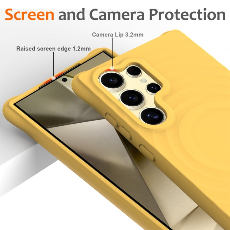 For Samsung Galaxy S24 Ultra 5G Wave Texture MagSafe Magnetic Liquid Silicone Phone Case