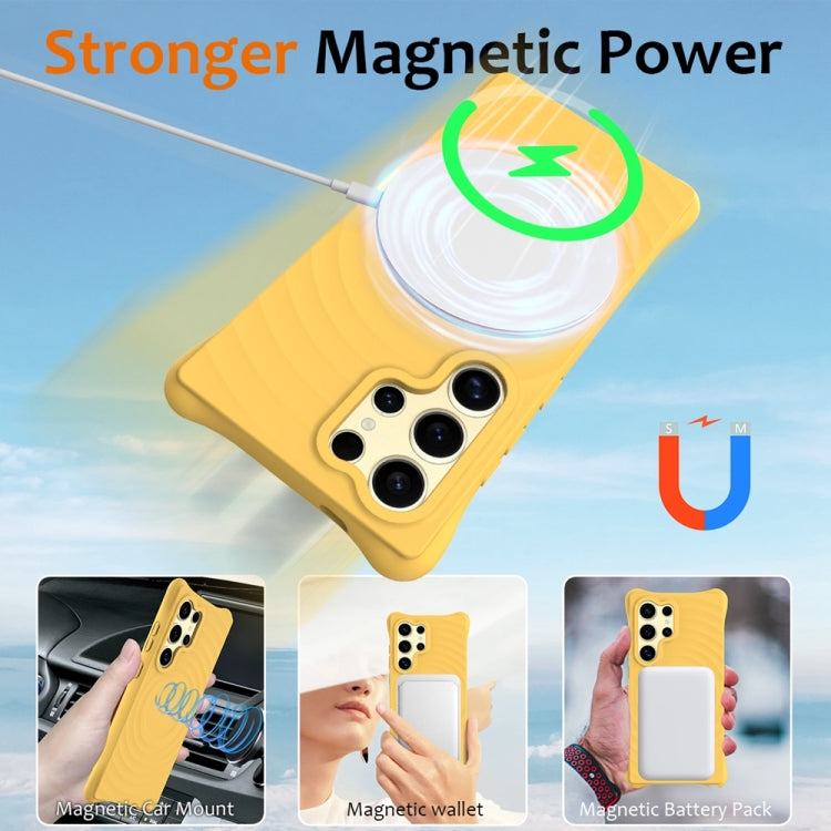 For Samsung Galaxy S24 Ultra 5G Wave Texture MagSafe Magnetic Liquid Silicone Phone Case