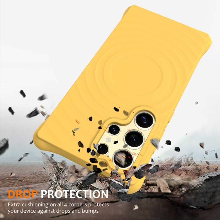 For Samsung Galaxy S24 Ultra 5G Wave Texture MagSafe Magnetic Liquid Silicone Phone Case