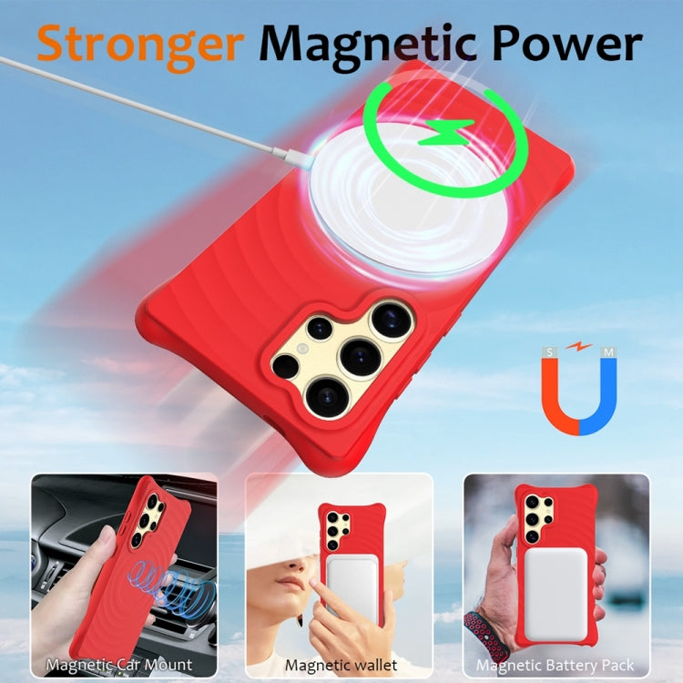 For Samsung Galaxy S24 Ultra 5G Wave Texture MagSafe Magnetic Liquid Silicone Phone Case