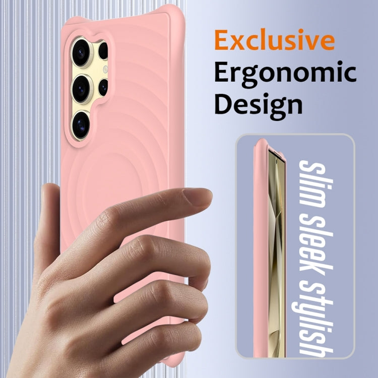 For Samsung Galaxy S24 Ultra 5G Wave Texture MagSafe Magnetic Liquid Silicone Phone Case